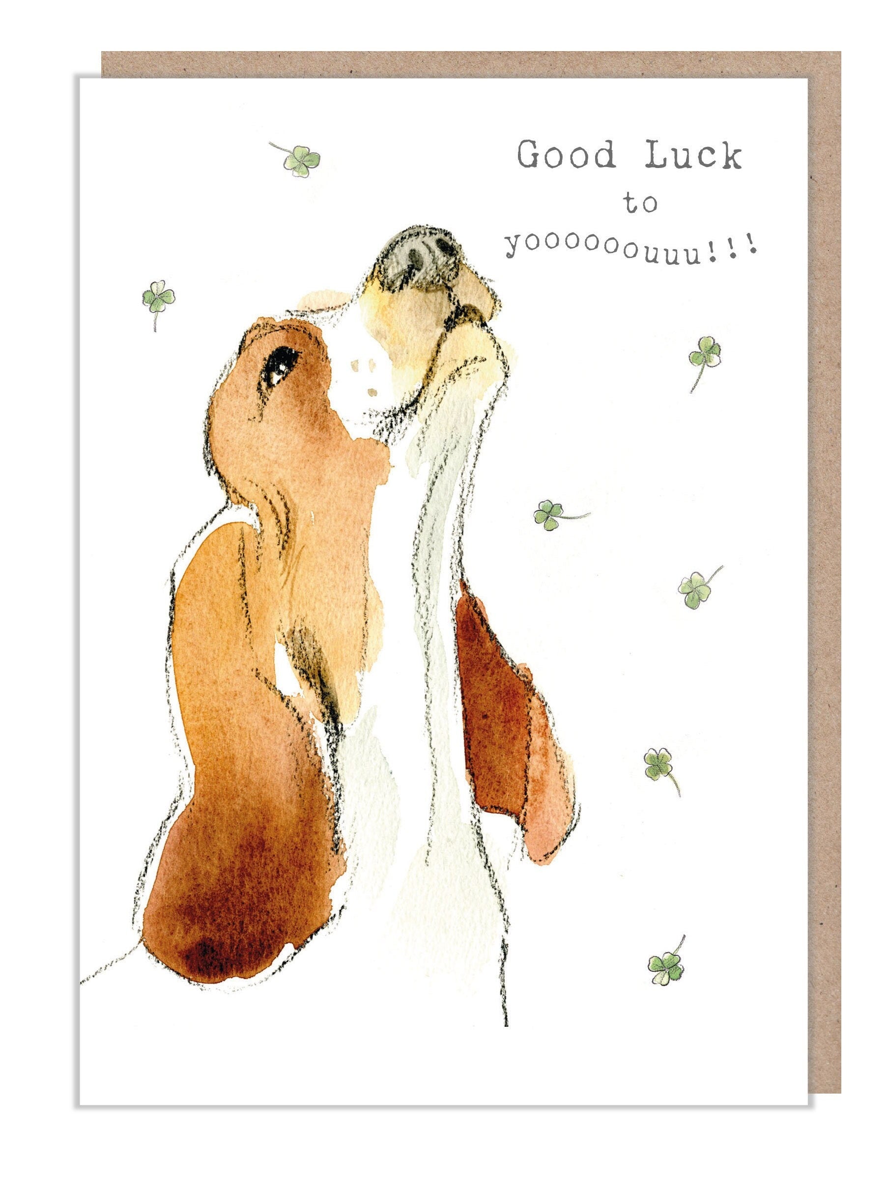 Good Luck Card - Basset hound Illustration - absolutely barking range - ABE087