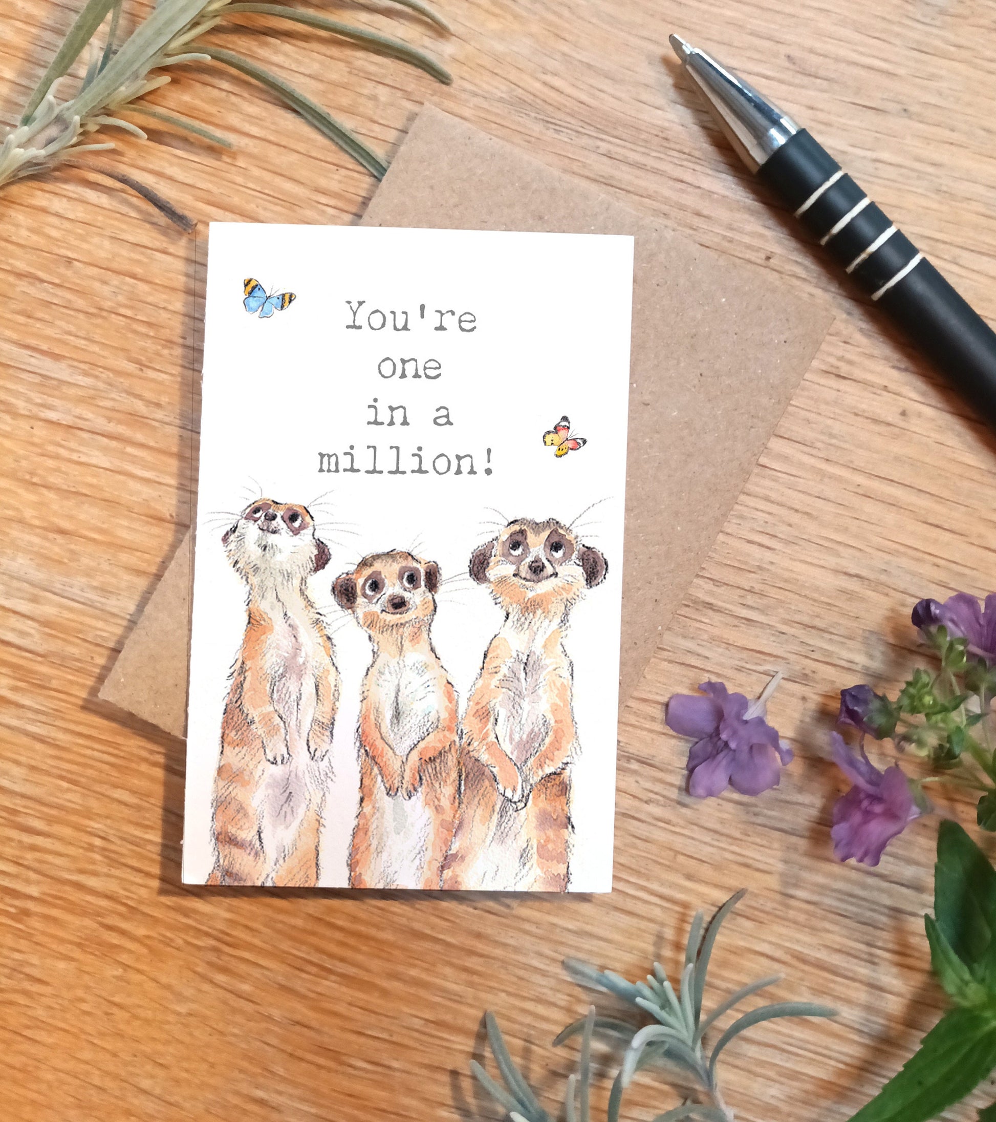 Little keepsake card - You're one in a million -  credit card size - a little message to be kept in purse, wallet or pocket - LM08