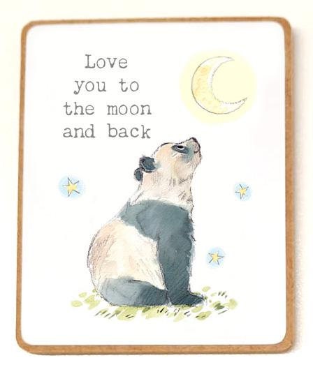 Quality Fridge Magnet - Love you to the Moon and Back - Panda design - MDF-  Made in the UK - FM04