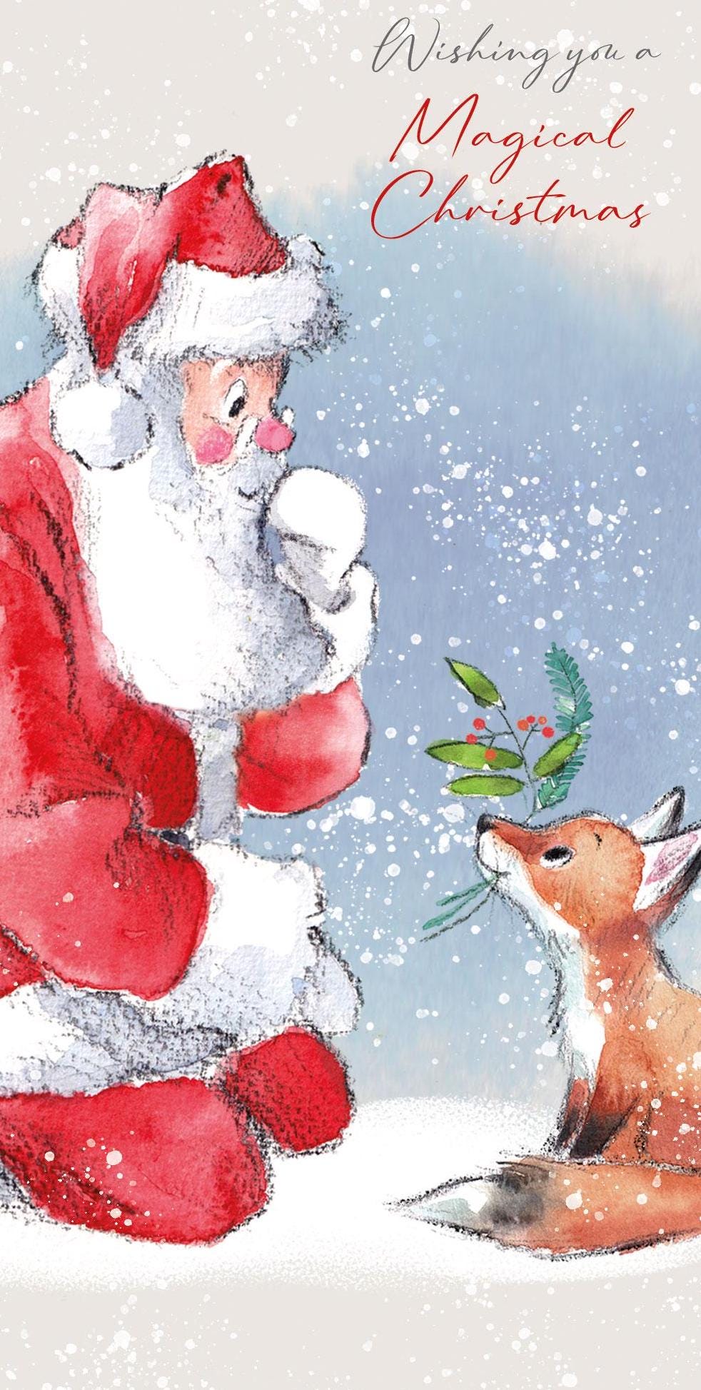 Money Wallet/Christmas card  - Quality Greeting Card to put money or Gift voucher inside - Magical Christmas - Santa and Fox - XMW03