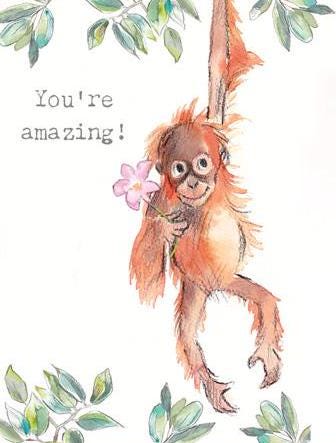 Quality Fridge Magnet - You're Amazing  - Orangutan design - MDF-  Made in the UK - FM011