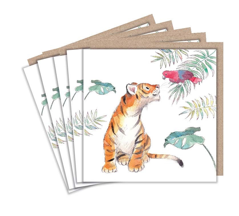 Notecard pack - 5 small quality cards with brown recycled envelopes (125 x 125mm)