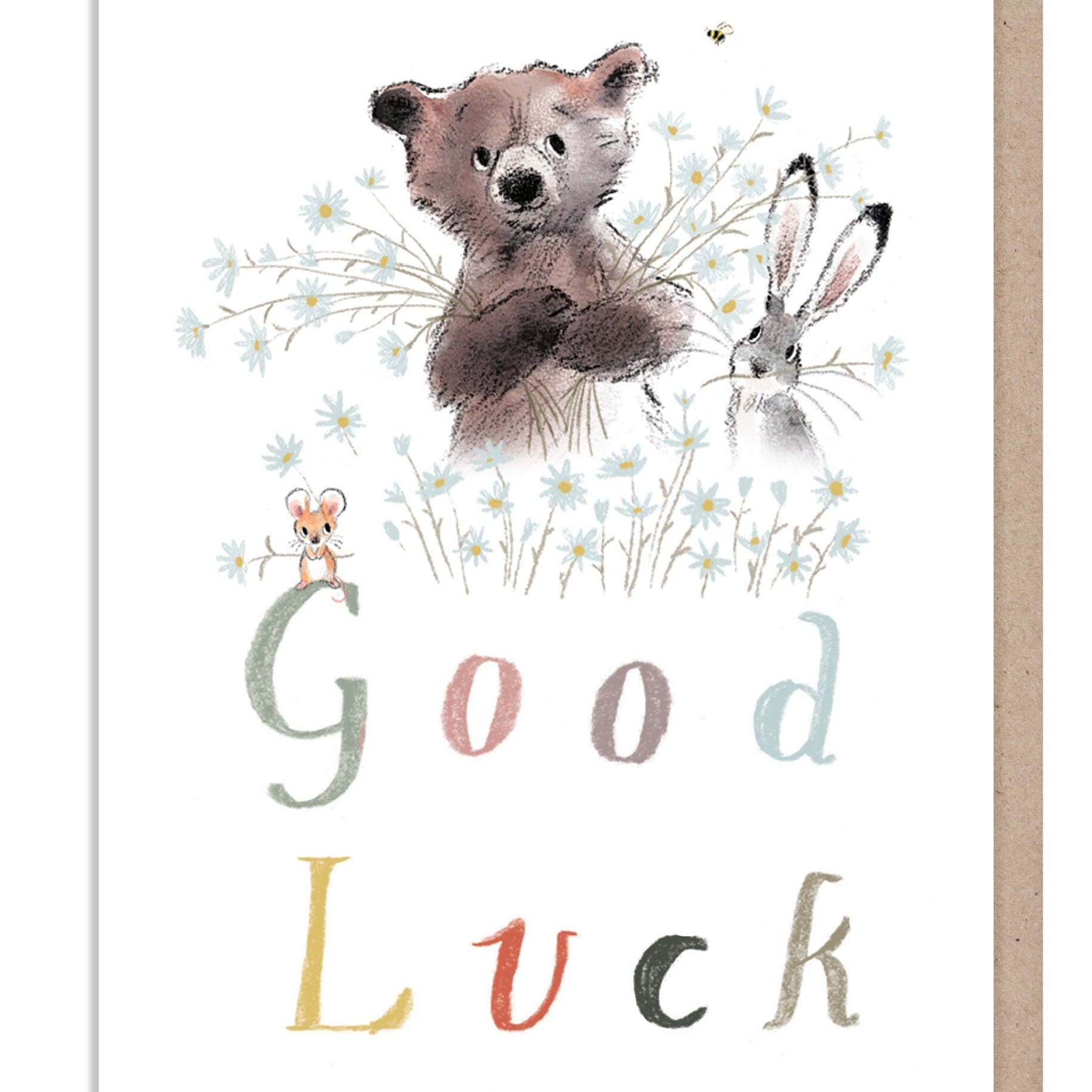 Good luck card- 'The Bear, the hare, and the mouse' range. Cute illustration - BHME028
