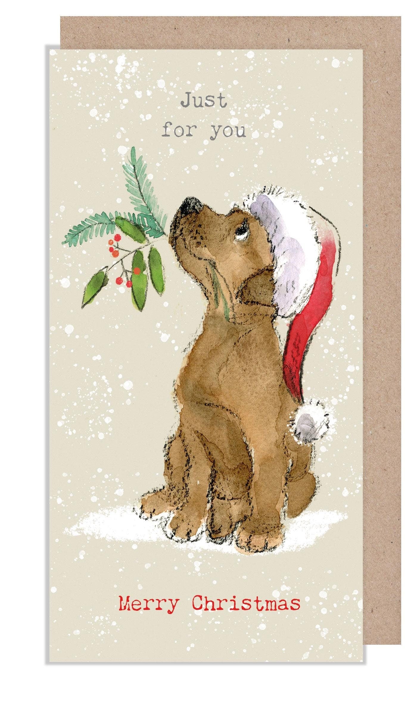 Money Wallet/Christmas card - Quality Greeting Card to put money or Gift voucher inside - Just for you - Brown Puppy - XMW01