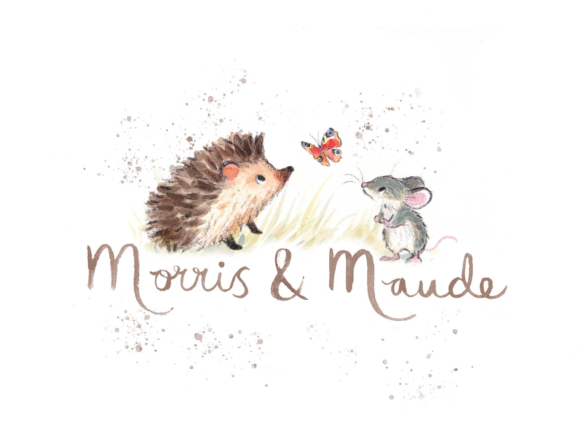 Thank you Card - Charming illustration - Hedgehog and Mouse with Blackberries - 'Morris and Maude' range - Made in UK -  MME018