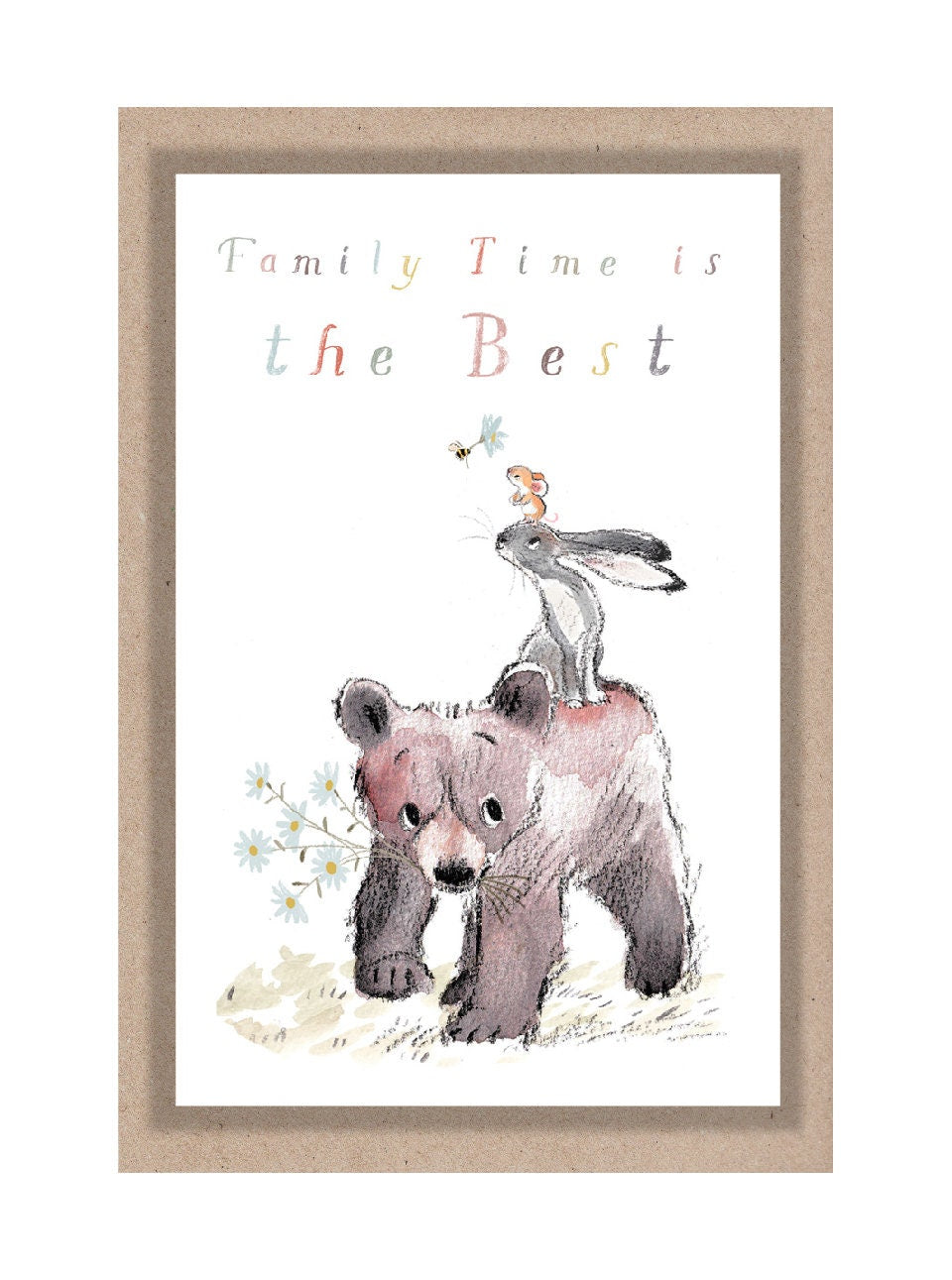 Family Time Keepsake Card: Bear & Hare Illustration