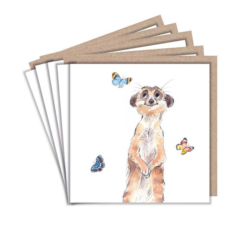 Notecard pack - 5 small quality cards with brown recycled envelopes (125 x 125mm)