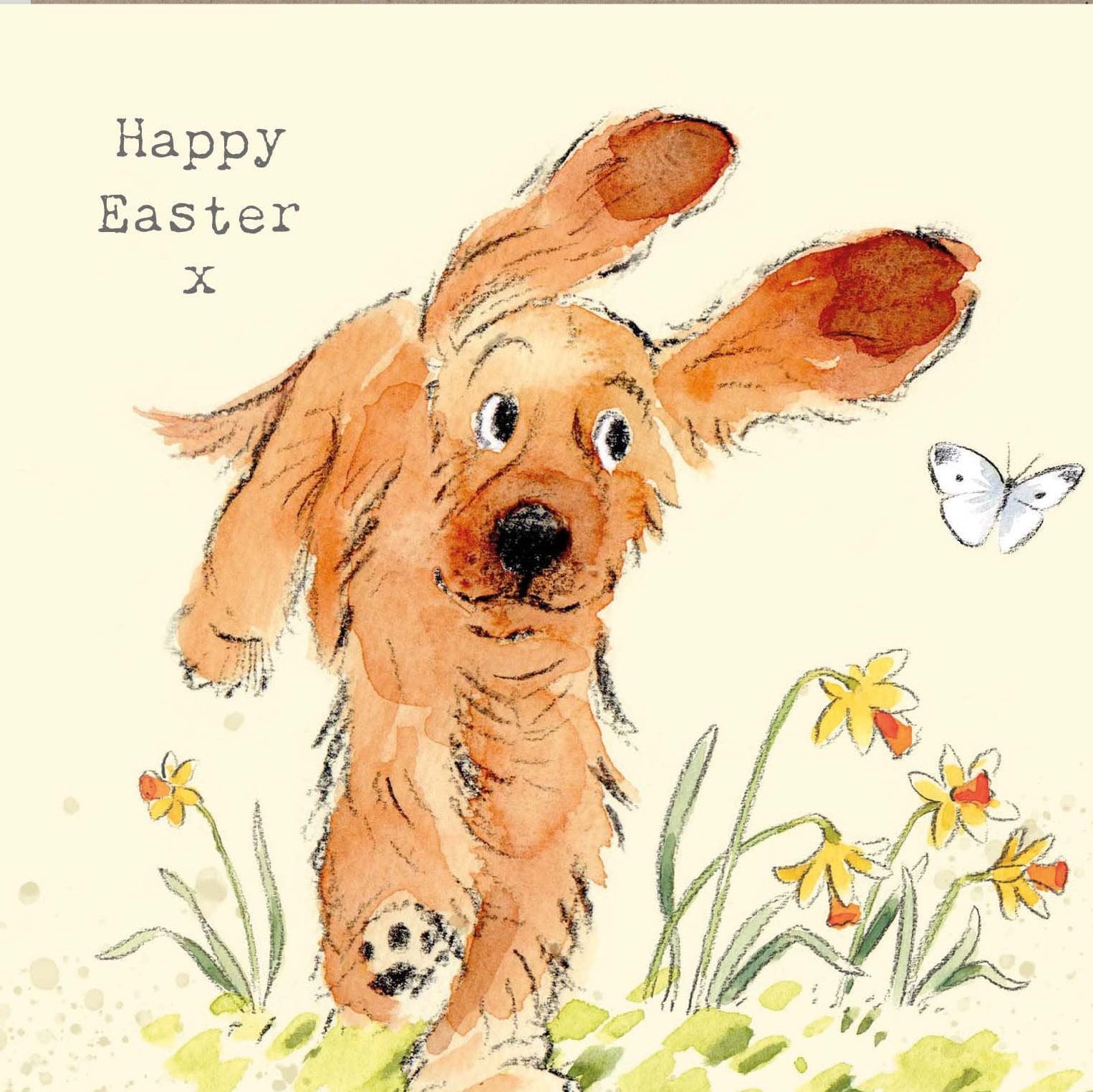 Easter Card - Quality Greeting Card - Charming illustration - 'Absolutely barking' range -  Cocker Spaniel design - Made in UK - ABEASTER01
