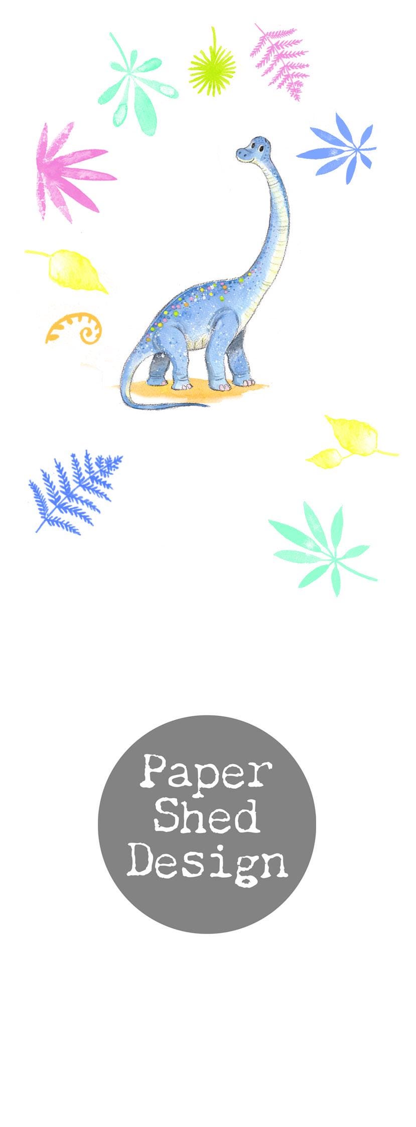 Bookmark with Ribbon - Diplodocus Illustration - BM013