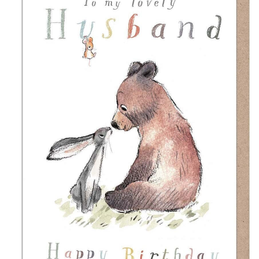 Husband Birthday Card, 'The Bear the Hare and the Mouse' range BHME020