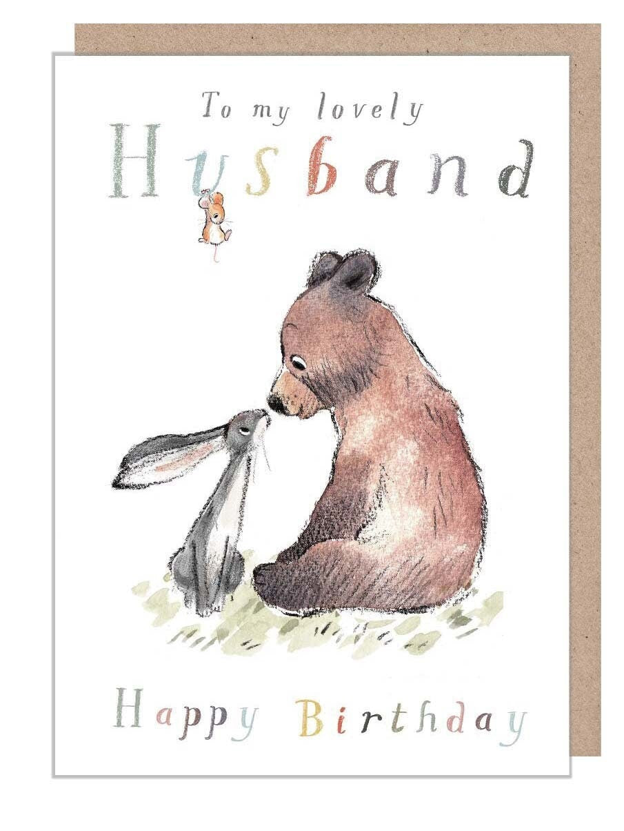 Husband Birthday Card, 'The Bear the Hare and the Mouse' range BHME020