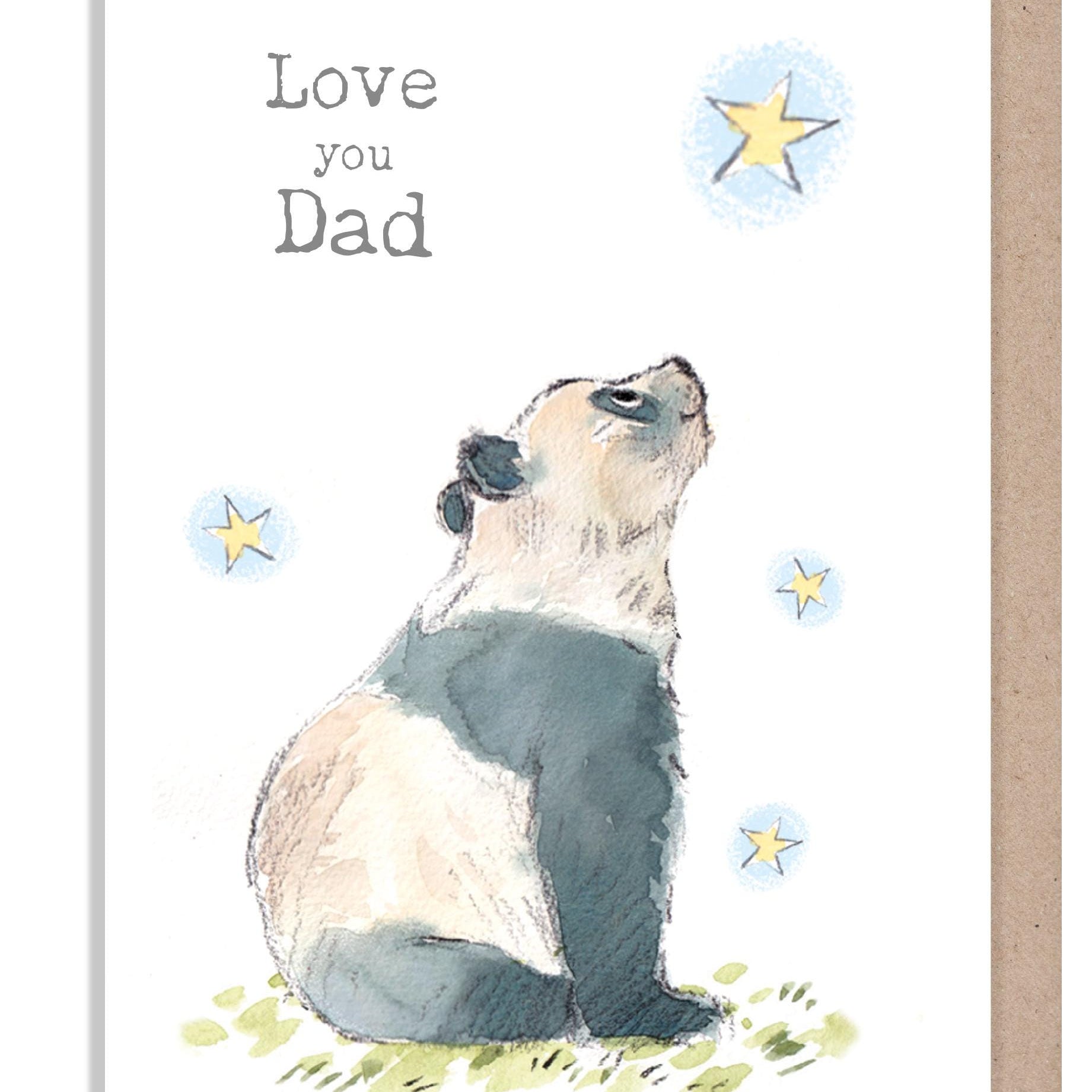 Dad Card: 'Love You Dad'  Charming Panda Illustration WWE036