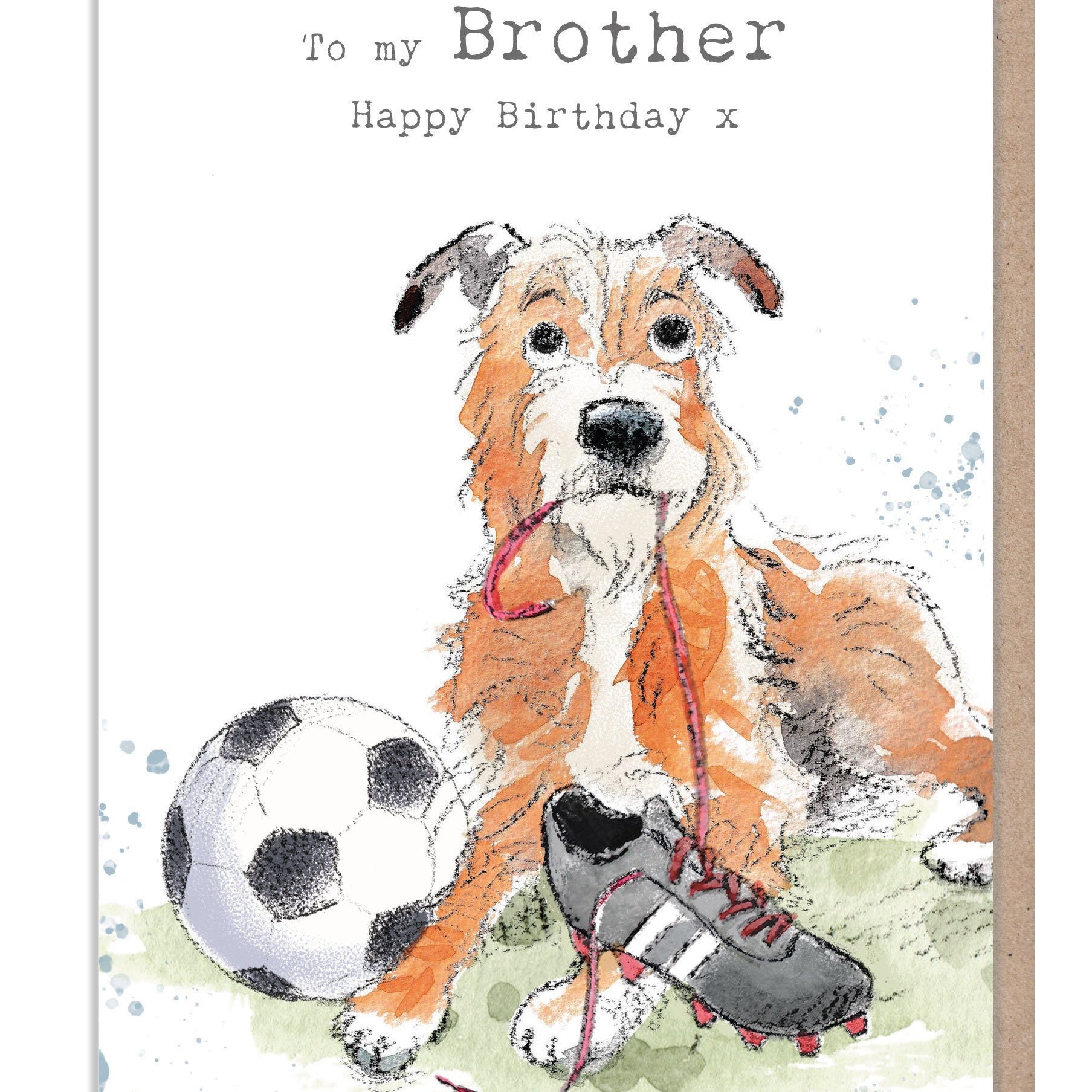Brother Birthday Card - Cute Dog football Illustration - absolutely barking range - ABE083