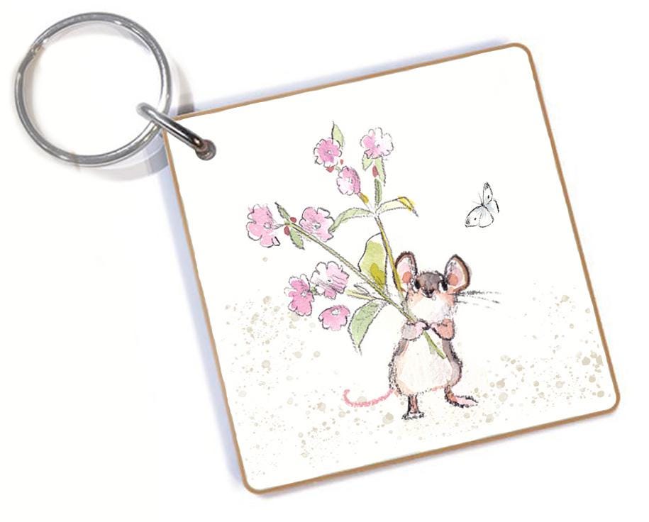 Quality Keyring - Mouse design - double sided - MDF-  Made in the UK  - KR08