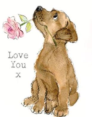 Quality Fridge Magnet - Love You - Brown Puppy design - MDF-  Made in the UK - FM01