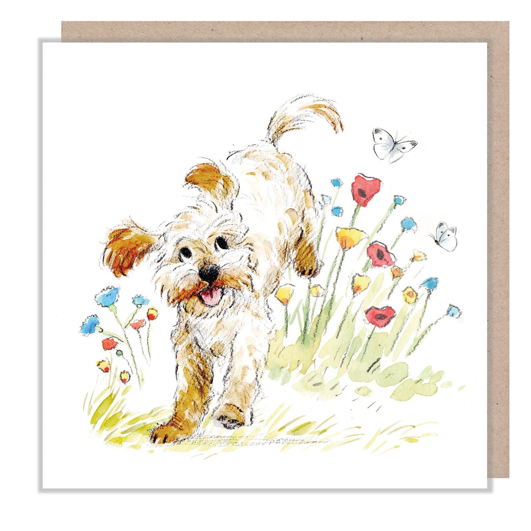 Blank Card - Quality Greeting Card - Charming Dog illustration - 'Absolutely barking' range - Cockapoo/Labradoodle - Made in UK -  ABE069