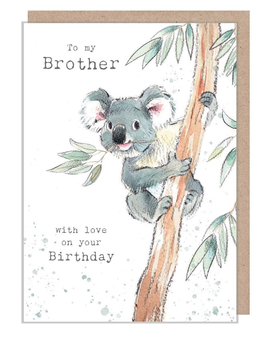 Brother Birthday Card - Charming illustration - Koala in tree - 'Wonderfully Wild'  range - Made in UK -  WWE021