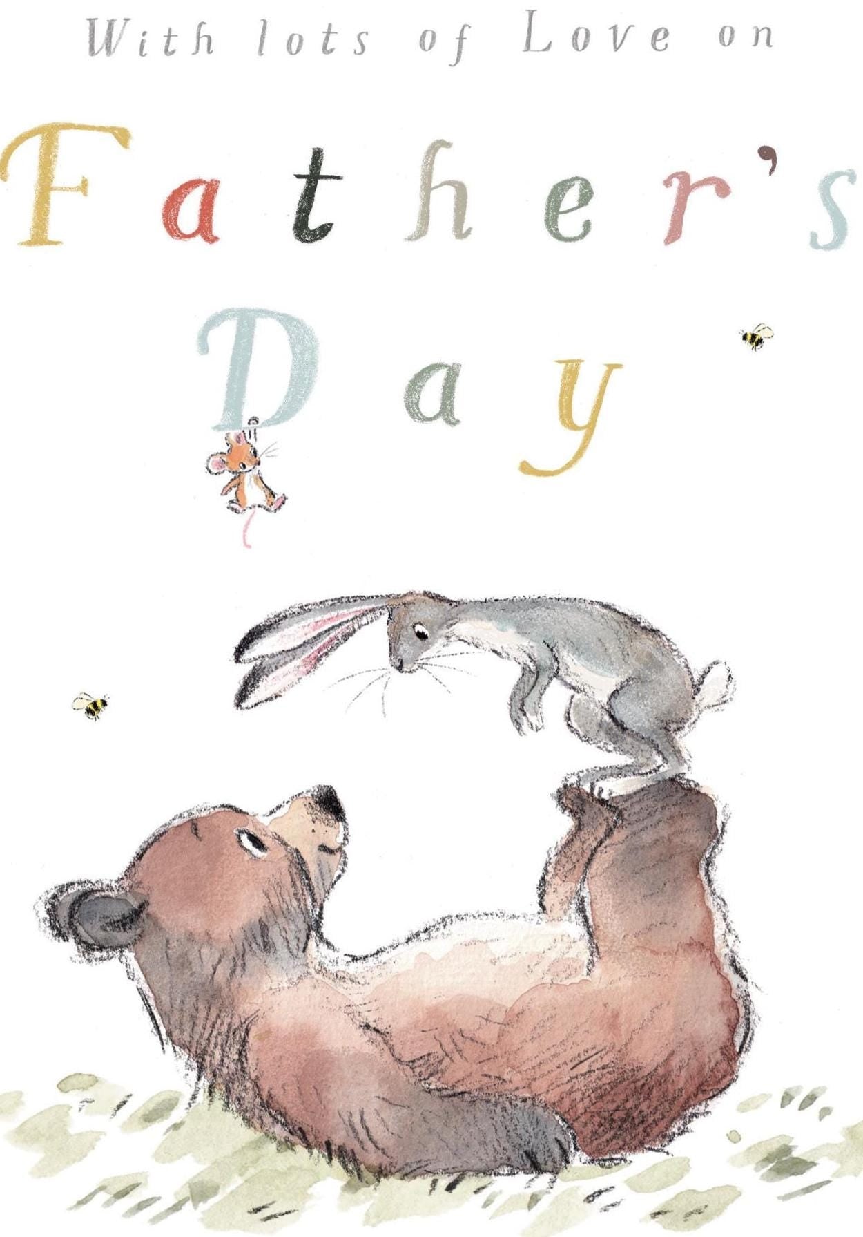Fathers day Card - Hare standing on Bears feet - BHMFD01