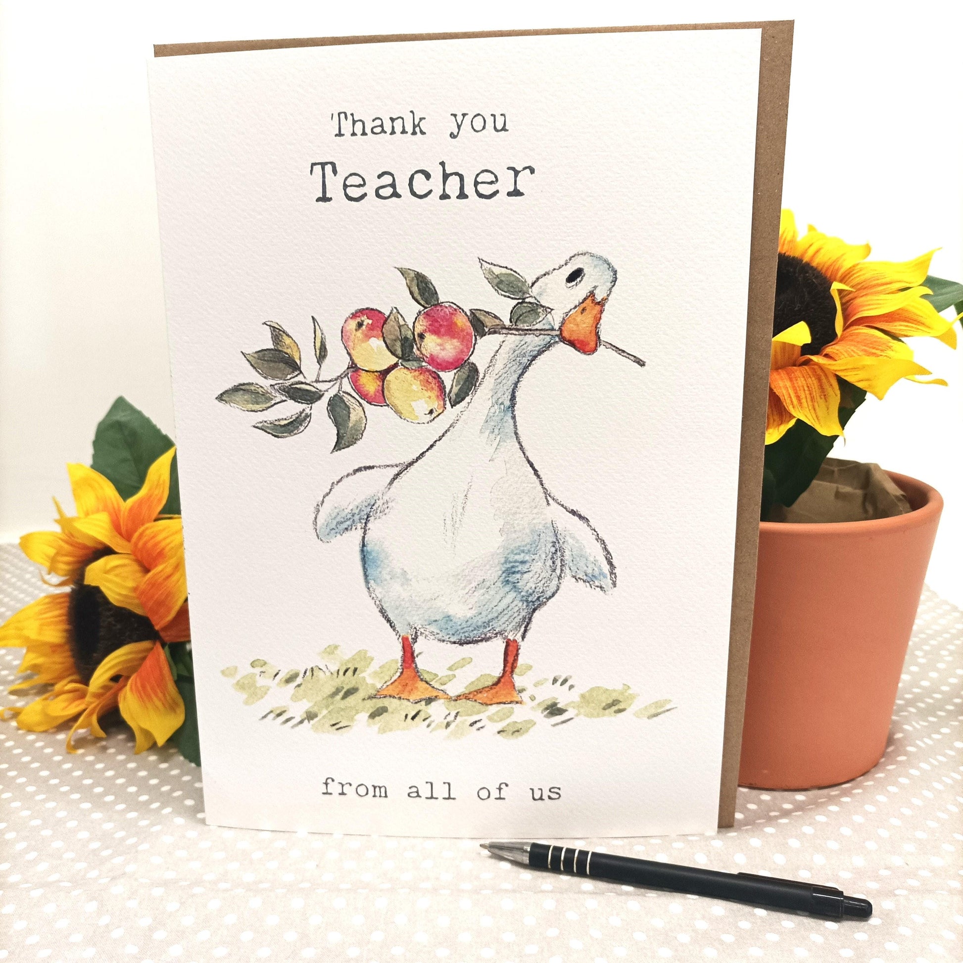 Thank you Teacher - GIANT Card! Large enough for the whole class to sign! White Duck design - Extra LARGE Card A4 size - 210 x 297 mm XL016