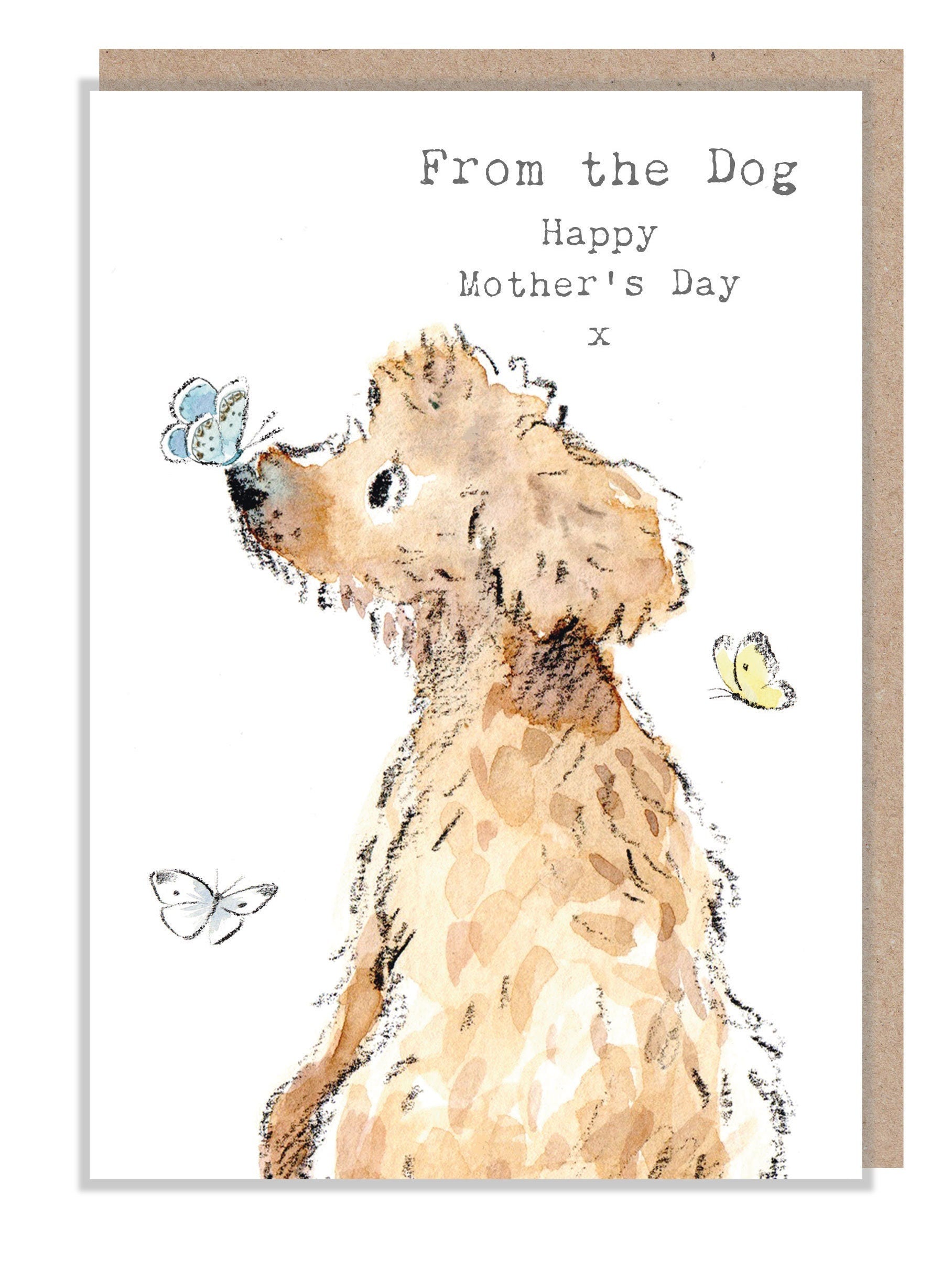 From the Dog - Mothers Day Card - Quality Greeting Card - Charming illustration - 'Absolutely barking' range  - Made in UK -  ABMD05