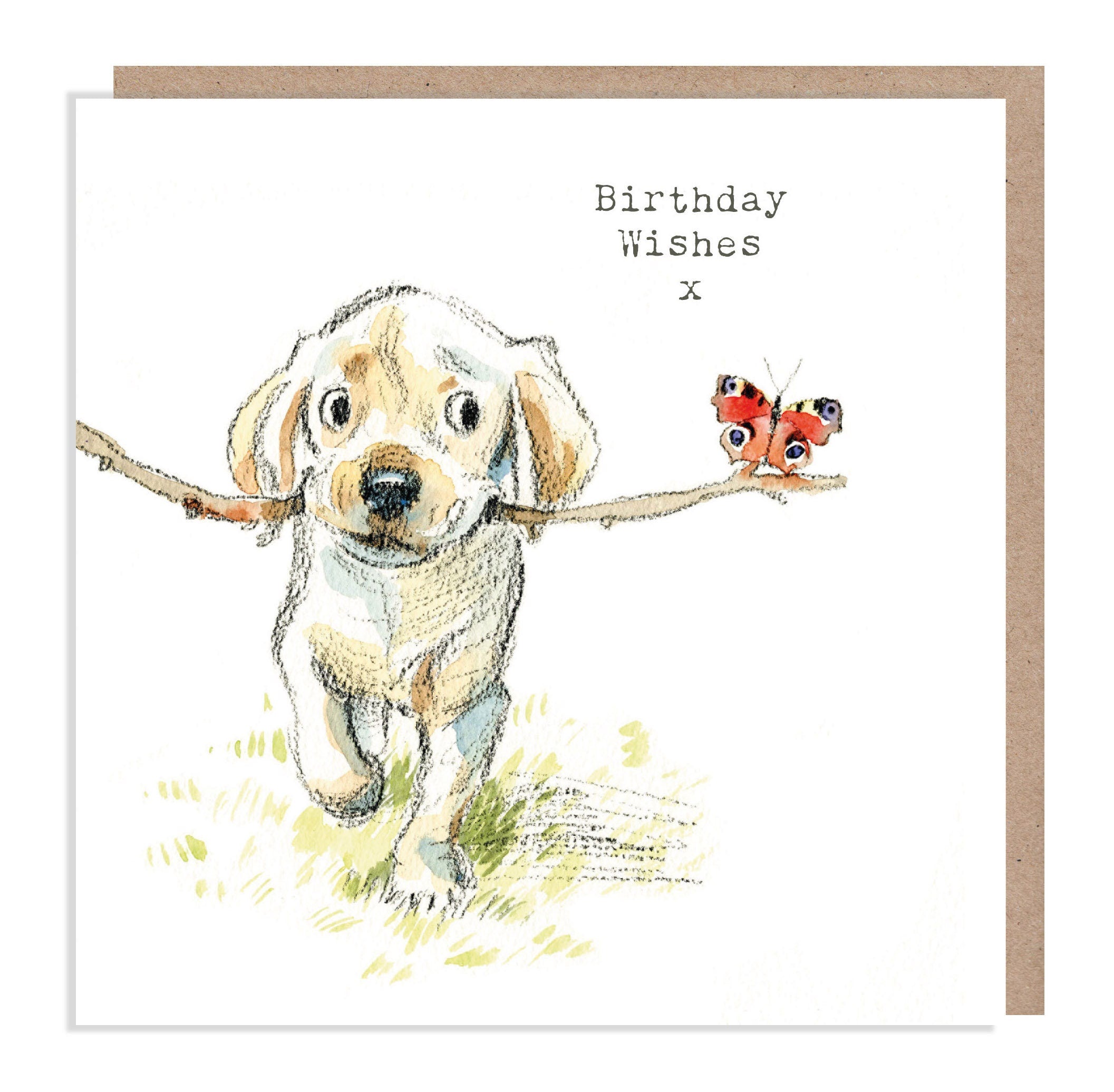 Dog Birthday Card - Quality Greeting Card - Charming illustration - 'Absolutely barking' range -  Labrador puppy - Made in UK -  ABE03