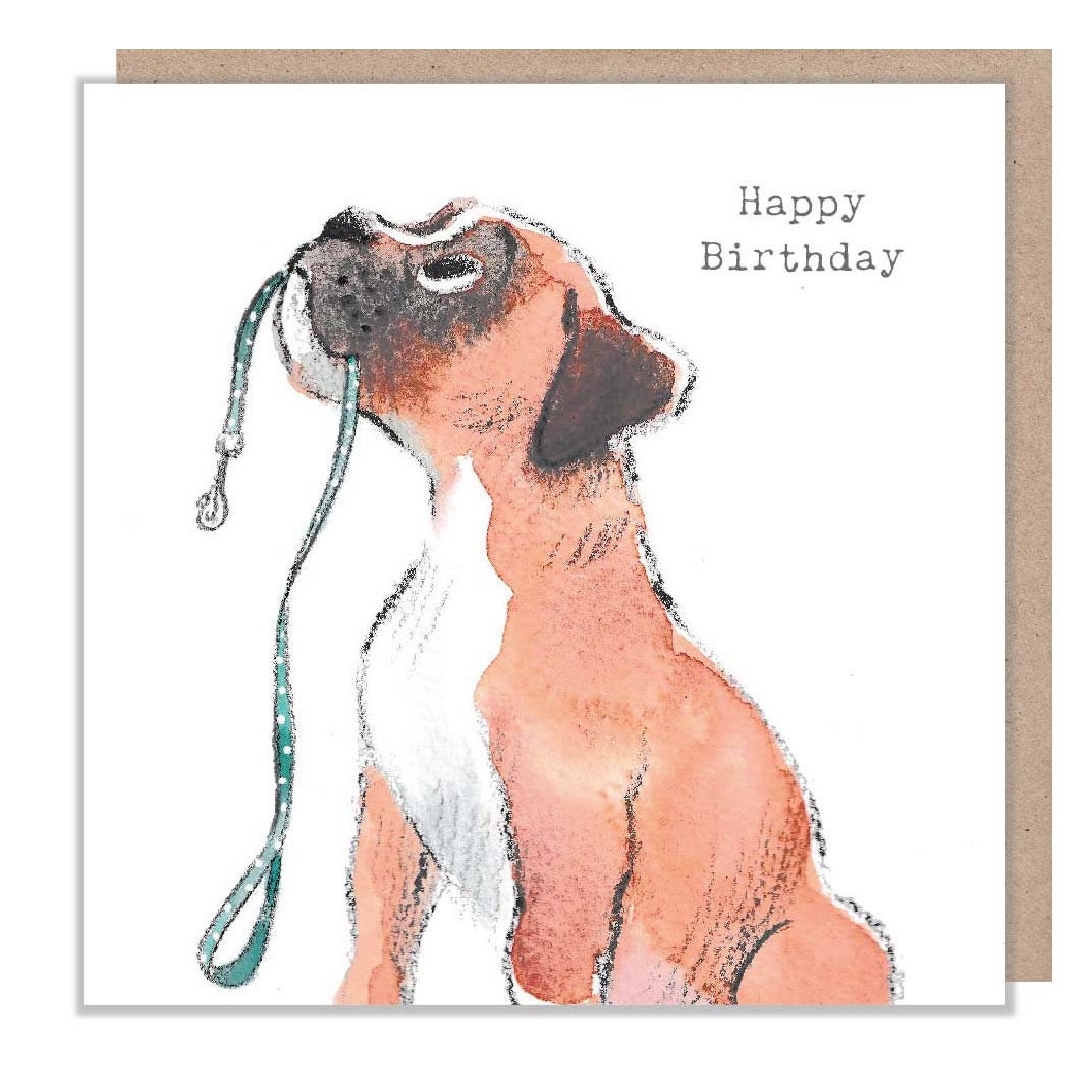 Dog Birthday Card - Quality Greeting Card - Charming illustration - 'Absolutely barking' range - Boxer - Made in UK -  ABE092