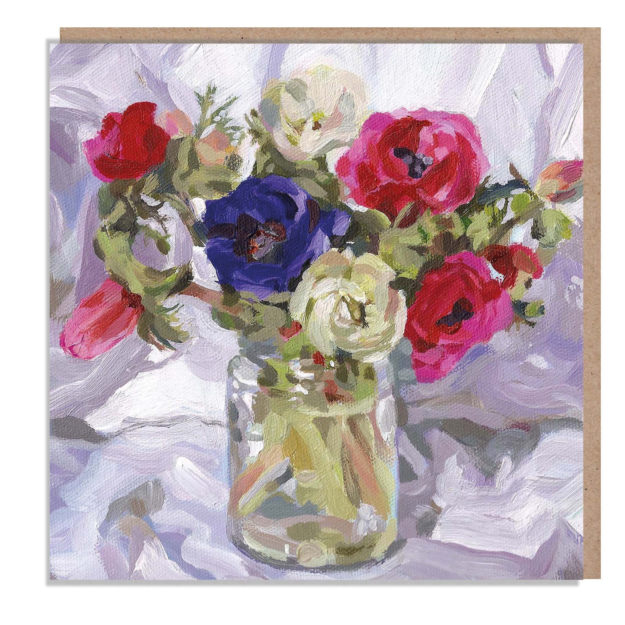 Anemones Art Card: Floral Greeting Card, Dan O'Brien Painting