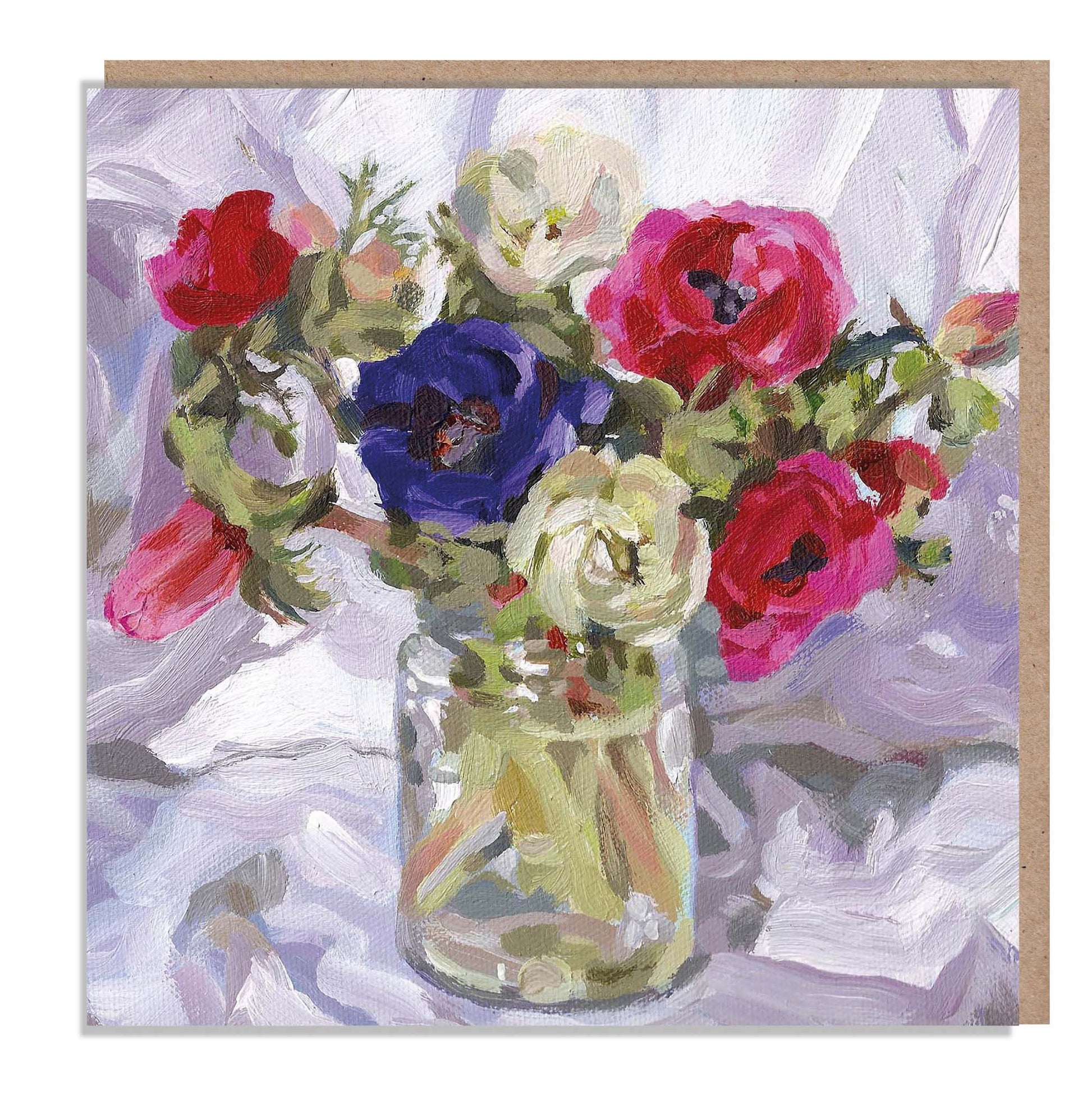 Anemones Art Card: Floral Greeting Card, Dan O'Brien Painting
