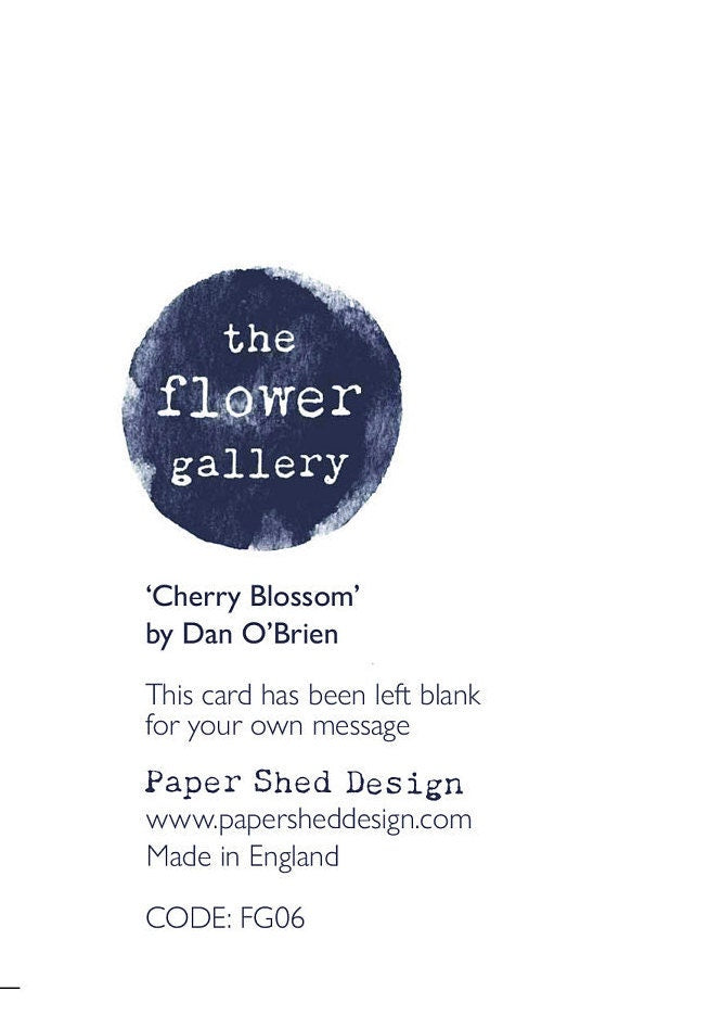 Cherry Blossom - Greeting Card, 'The Flower Gallery' range, Paper Shed Design, Art Card, Original Painting by Dan O'Brien, Blank inside