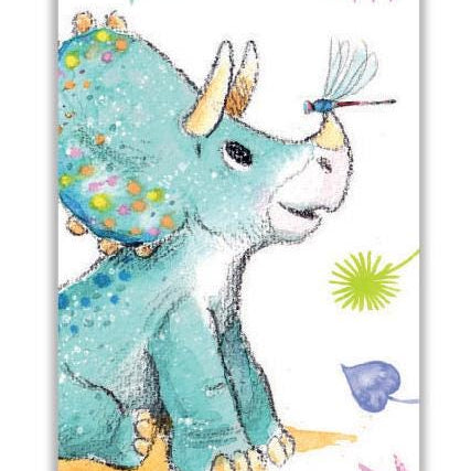 Bookmark with Ribbon - Triceratops Illustration - BM012