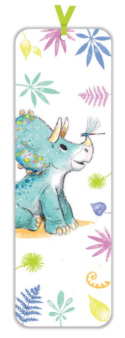 Bookmark with Ribbon - Triceratops Illustration - BM012
