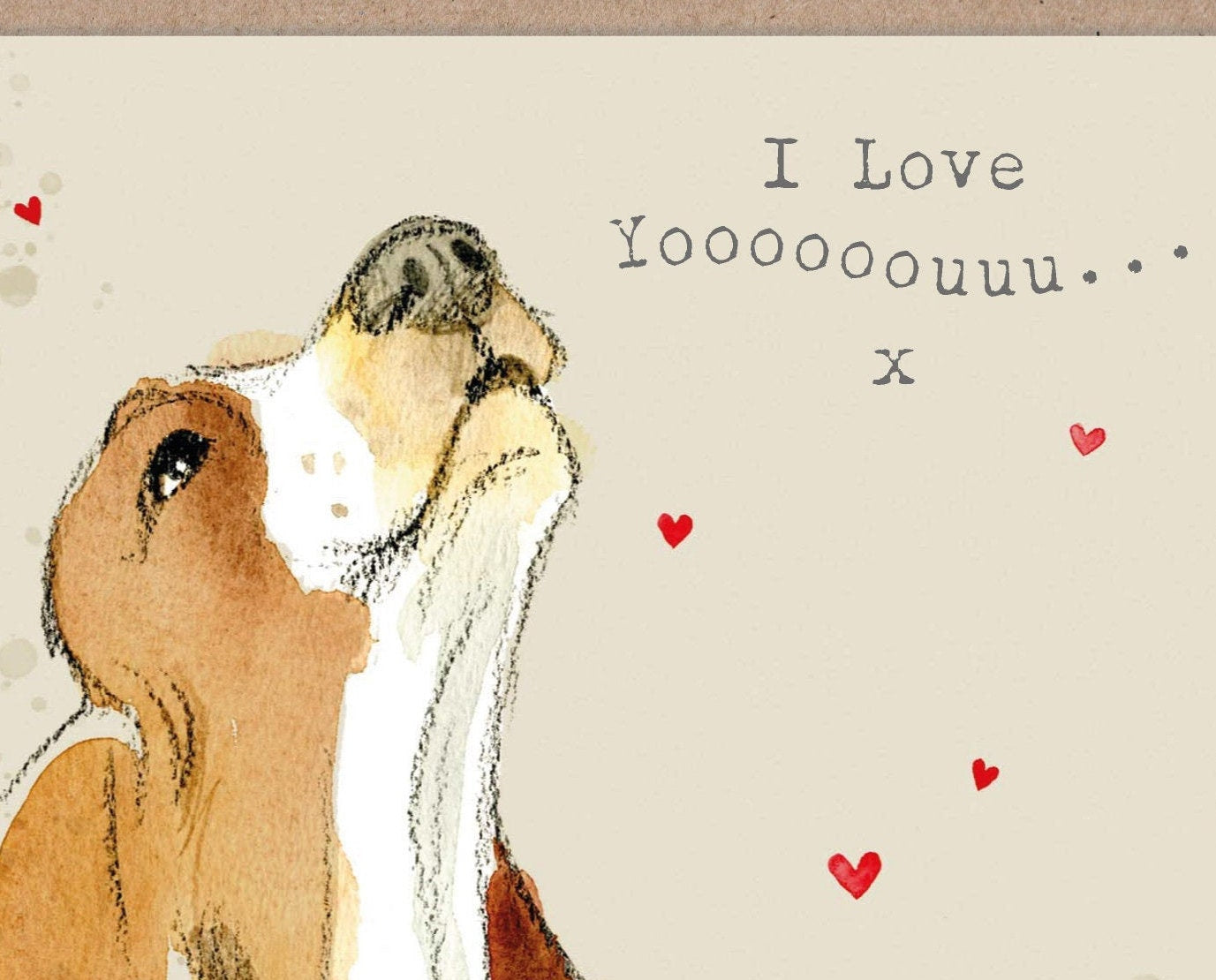 Love you card-Quality Greeting Card - Charming illustration - 'Absolutely barking' range - Basset Hound - Made in UK -  ABE013