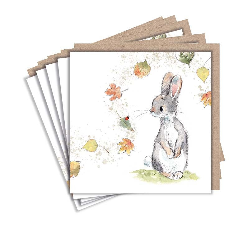 Notecard pack - 5 small quality cards with brown recycled envelopes (125 x 125mm)