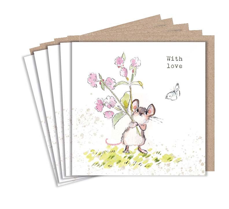 Notecard pack - 5 small quality cards with brown recycled envelopes (125 x 125mm)