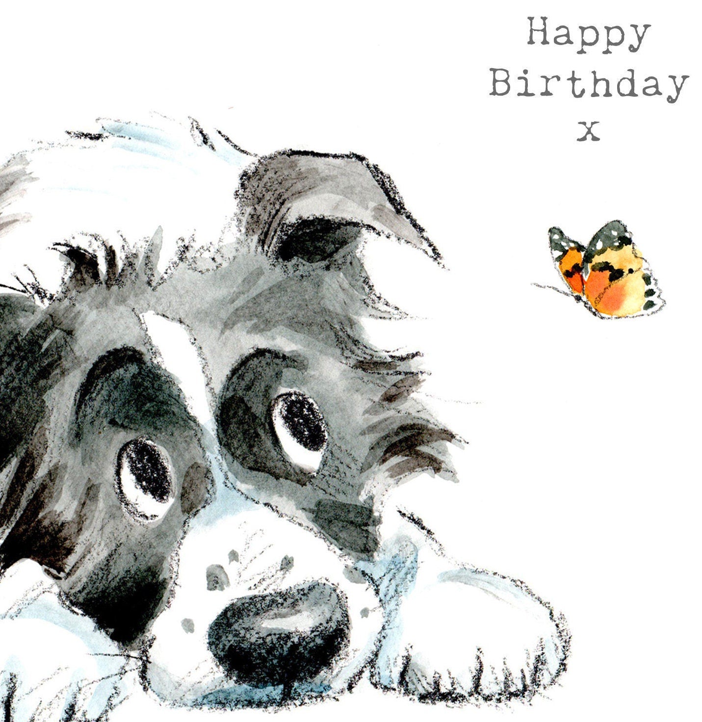 Dog Birthday Card - Quality Greeting Card - Charming illustration - cute dog- 'Absolutely barking' range - Collie Dog - Made in UK -  ABE045