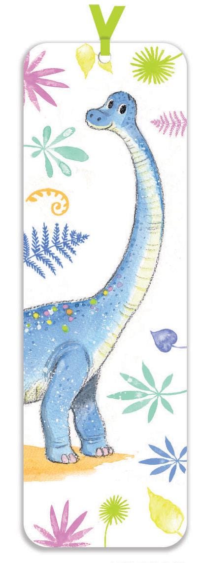 Bookmark with Ribbon - Diplodocus Illustration - BM013