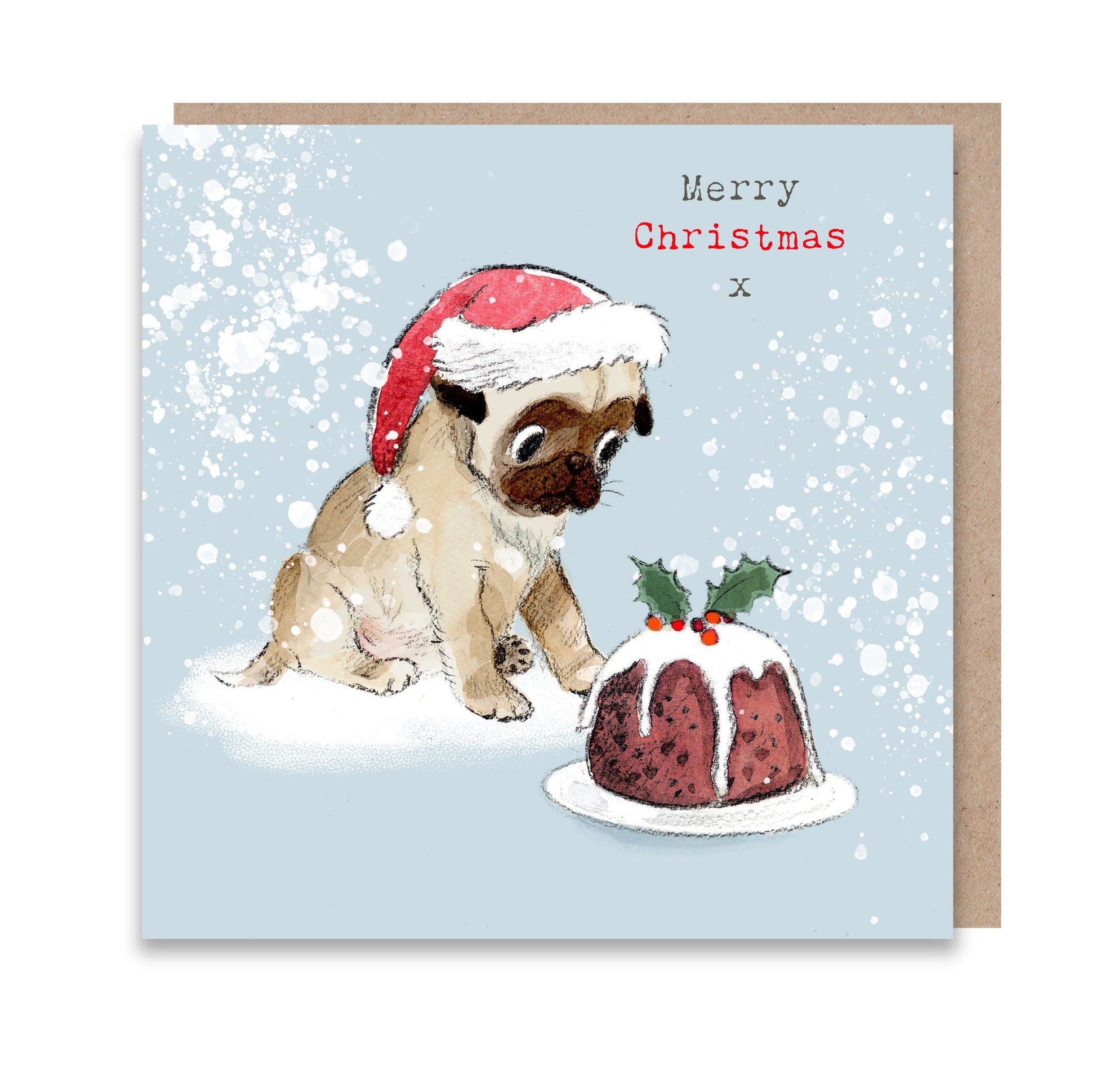 Pug Christmas Card: Charming Dog Illustration, UK Made