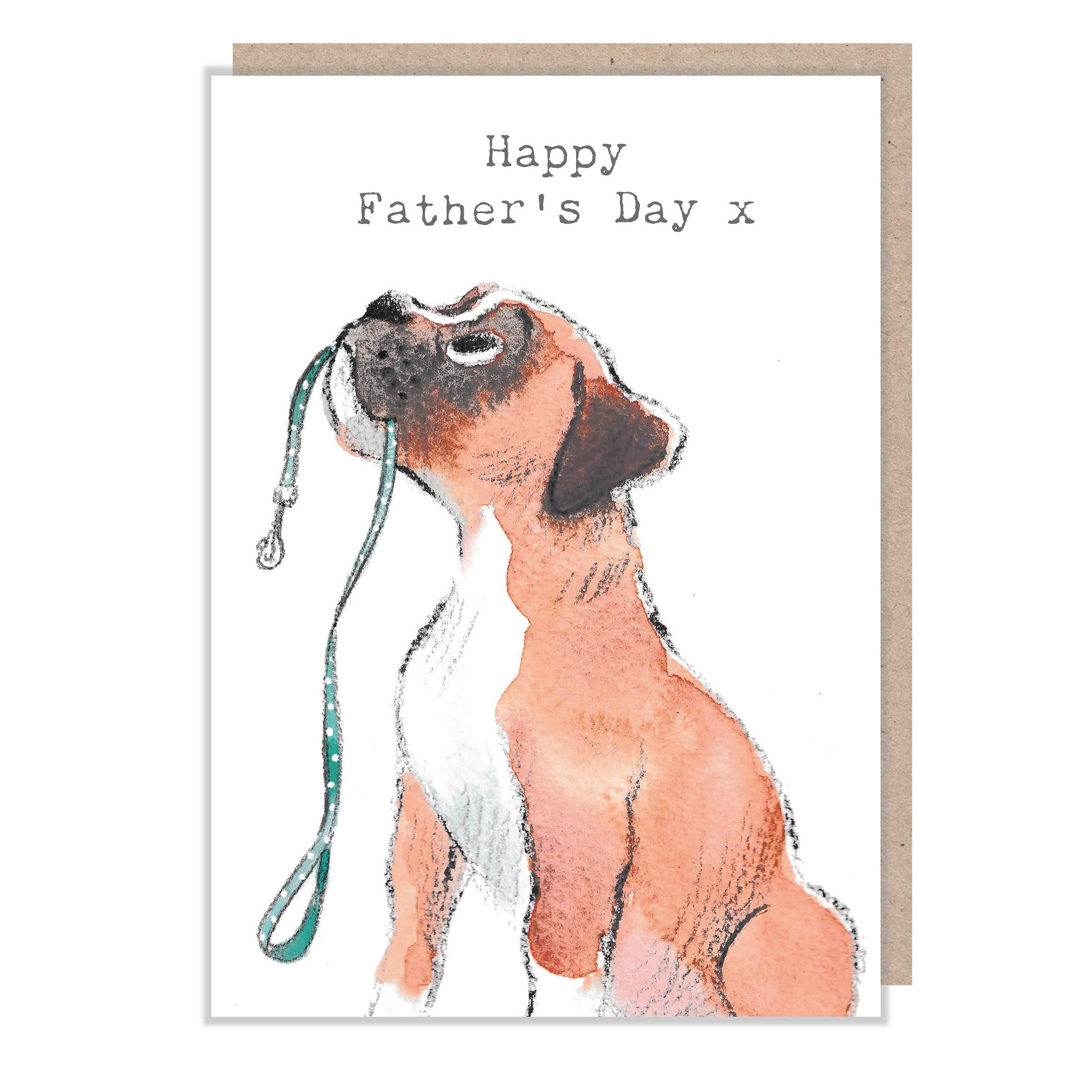 Boxer Dog Father's Day Greeting Card: Charming UK Illustration