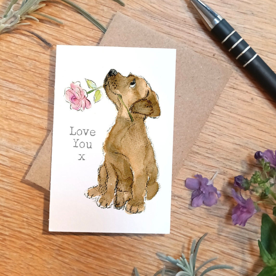 Little keepsake card - Love You - credit card size - Write a little message on the back to be kept in purse, wallet or pocket - LM01