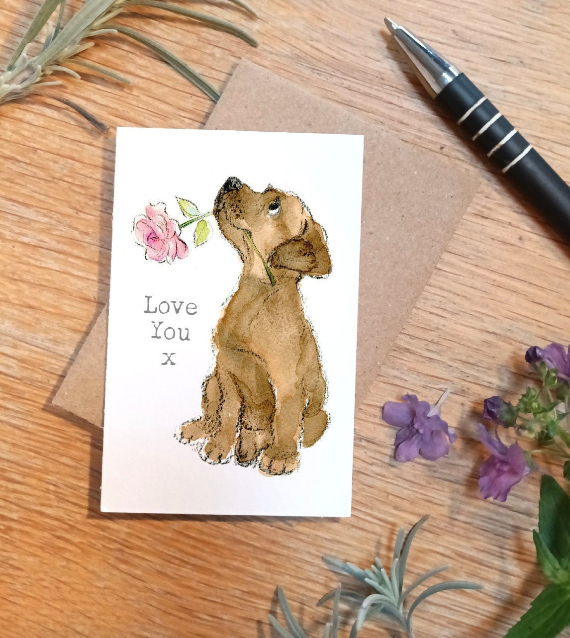 Little keepsake card - Love You - credit card size - Write a little message on the back to be kept in purse, wallet or pocket - LM01