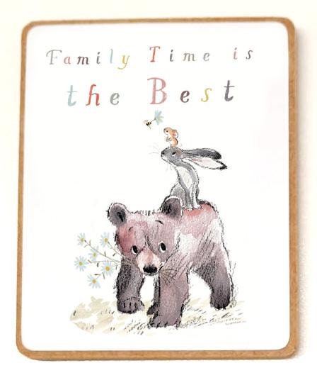 Quality Fridge Magnet - Family time -  Bear Hare mouse design - MDF-  Made in the UK - FM024