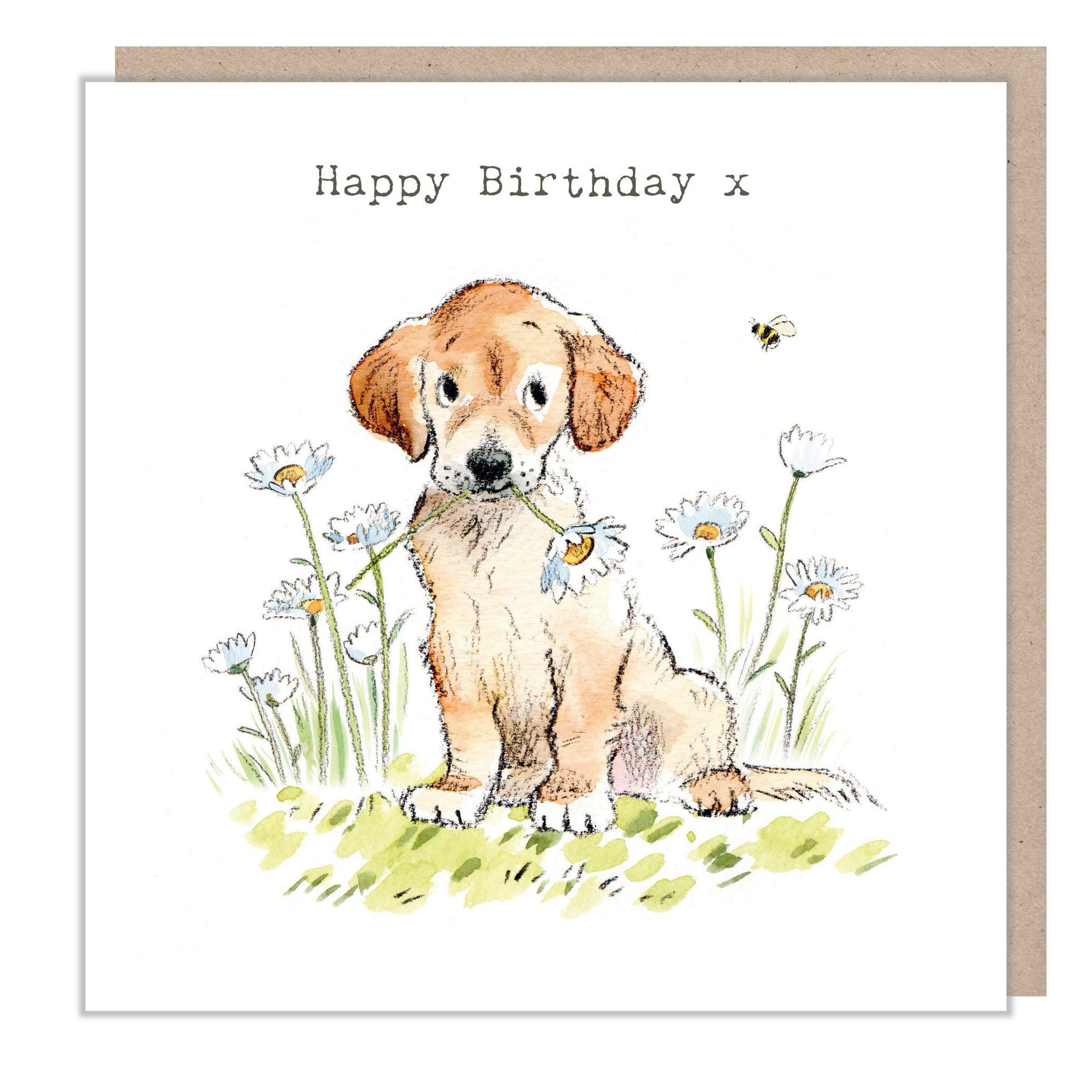 Dog Birthday Card - Quality Greeting Card - Charming illustration - 'Absolutely barking' range - Golden Retriever/ Lab- Made in UK -  ABE051