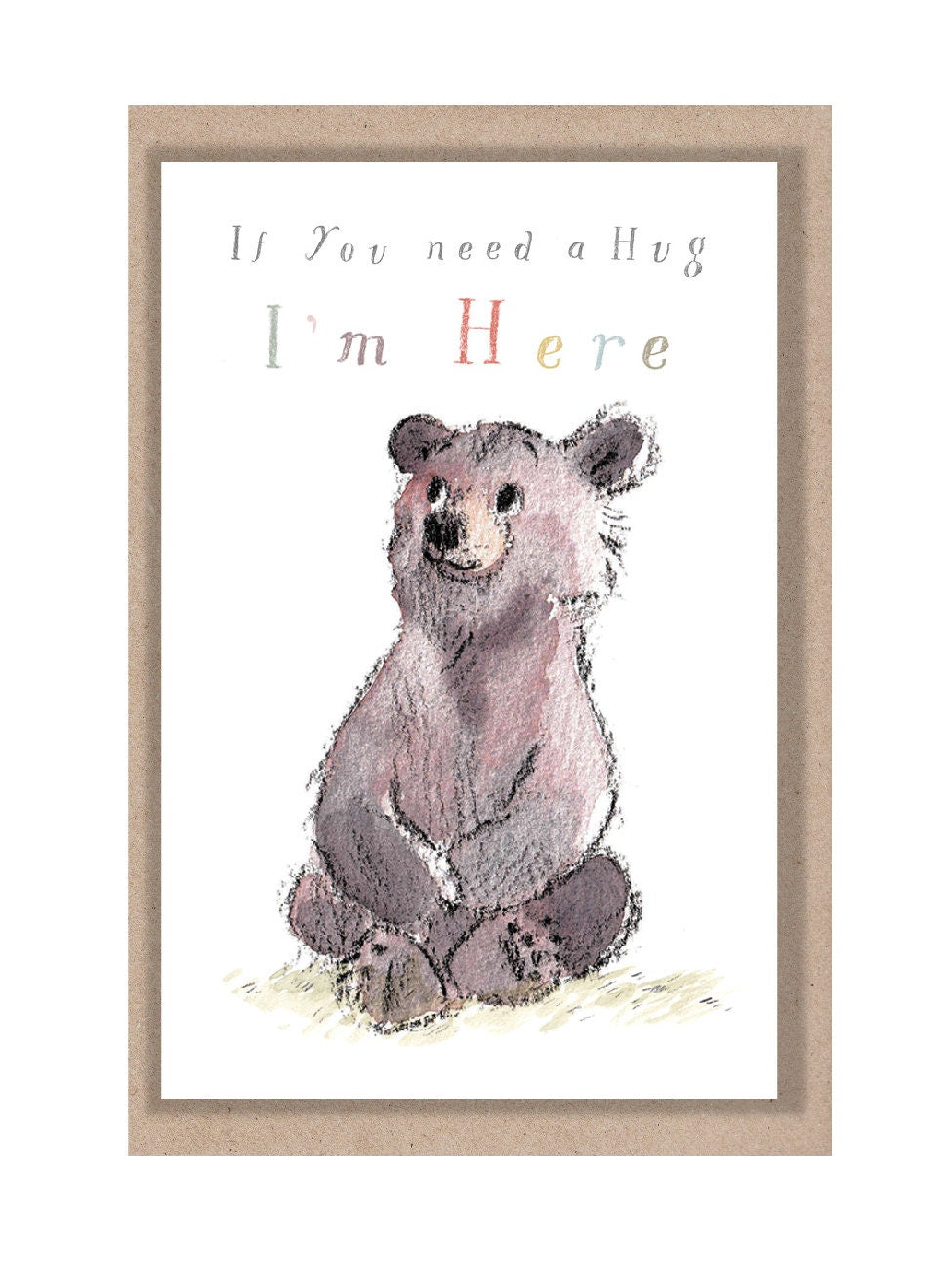 Little keepsake card - Bear hug - credit card size - Write a little message on the back to be kept in purse, wallet or pocket - LM021