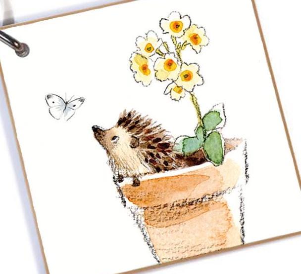 Quality Keyring - Hedgehog design - double sided - MDF-  Made in the UK  - KR03