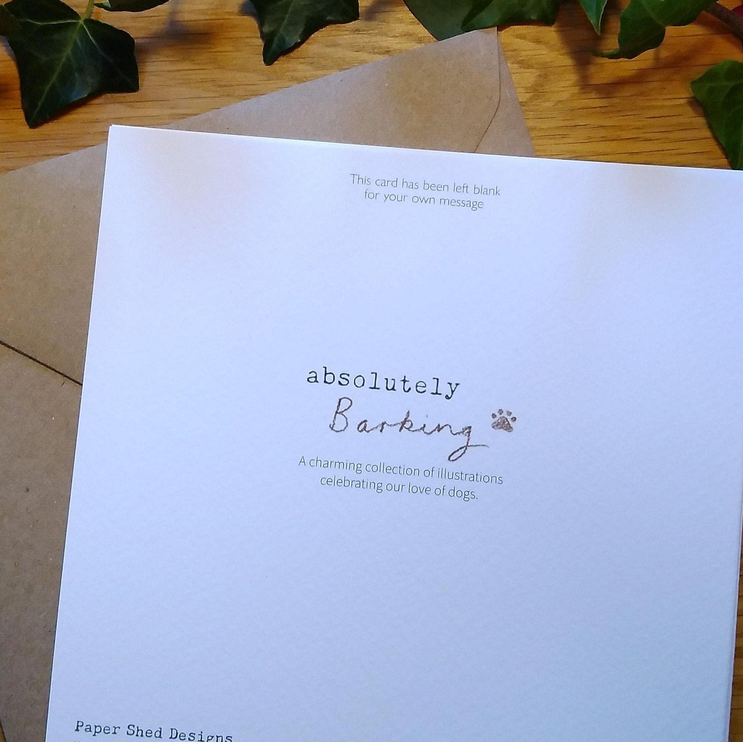 Blank Card - Quality Greeting Card - Charming illustration -Cute dog- 'Absolutely barking' range - Chocolate Labrador - Made in UK -  ABE048