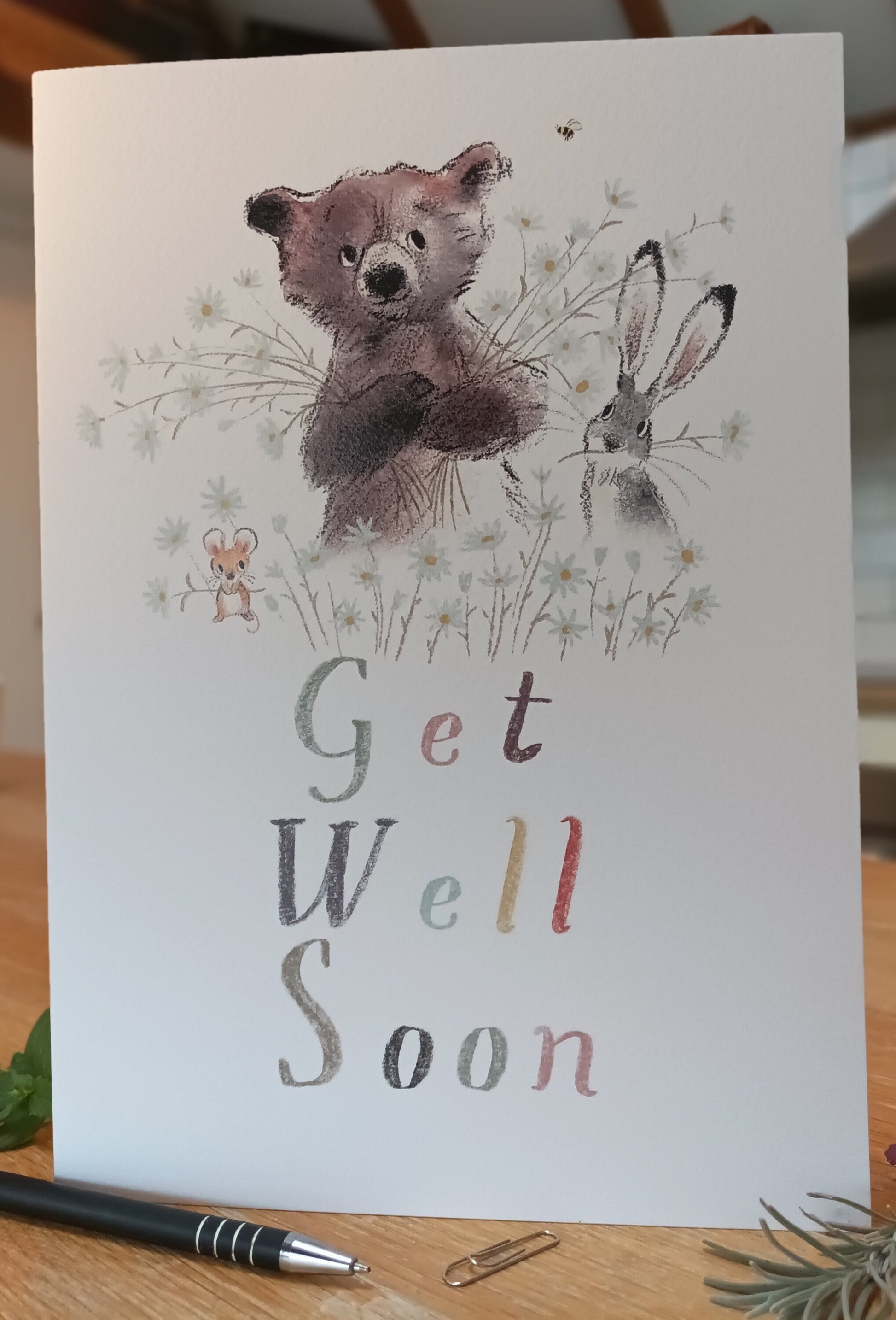 Giant Greeting Card! - Extra Large Card A4 - 210 x 297 mm - Get Well soon - Bear, Hare, Mouse - XL06