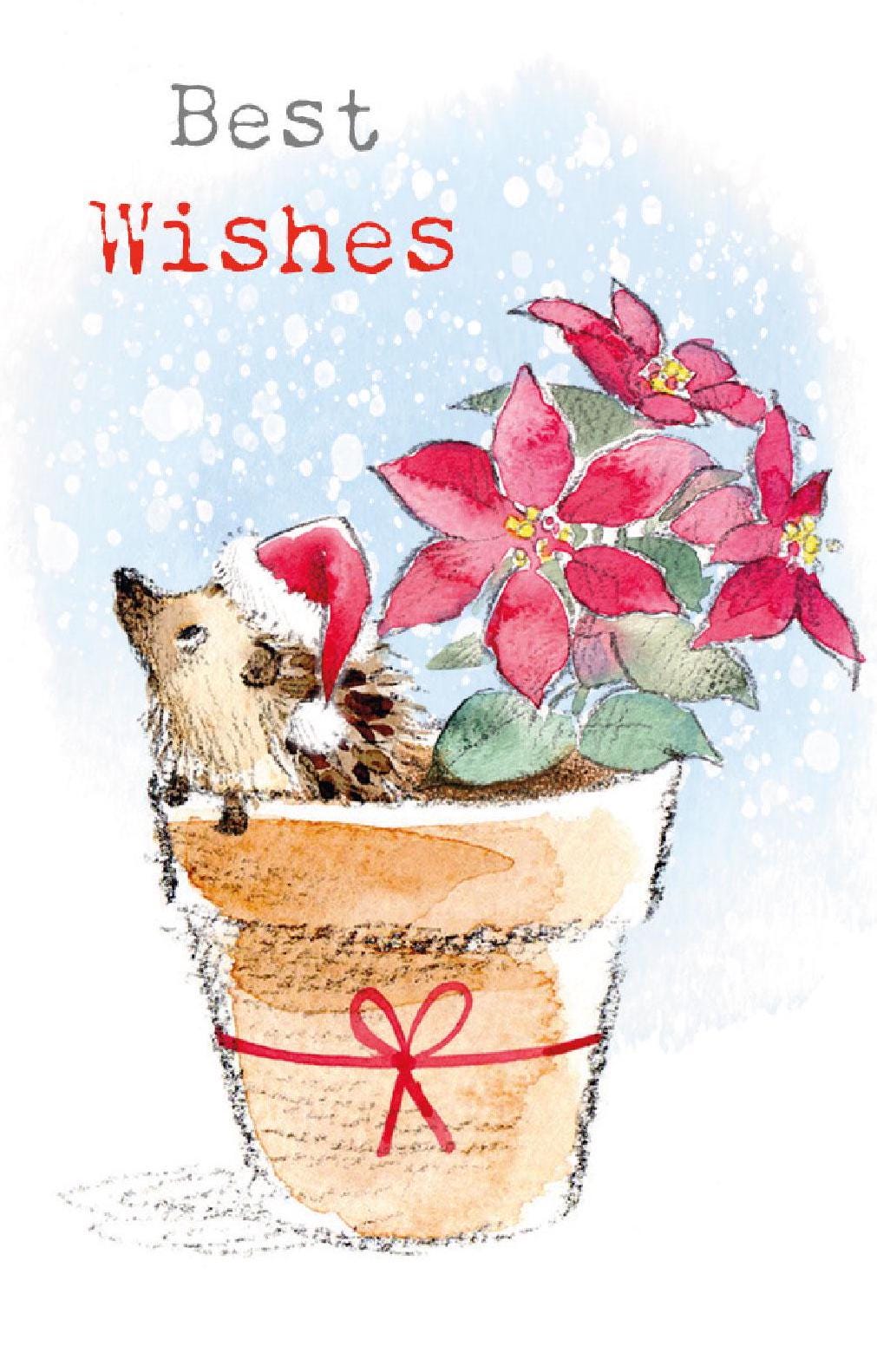 Small Christmas Gift Card - Quality folded gift card with envelope for a special gift - Best Wishes- Brown puppy design - made in UK GC05