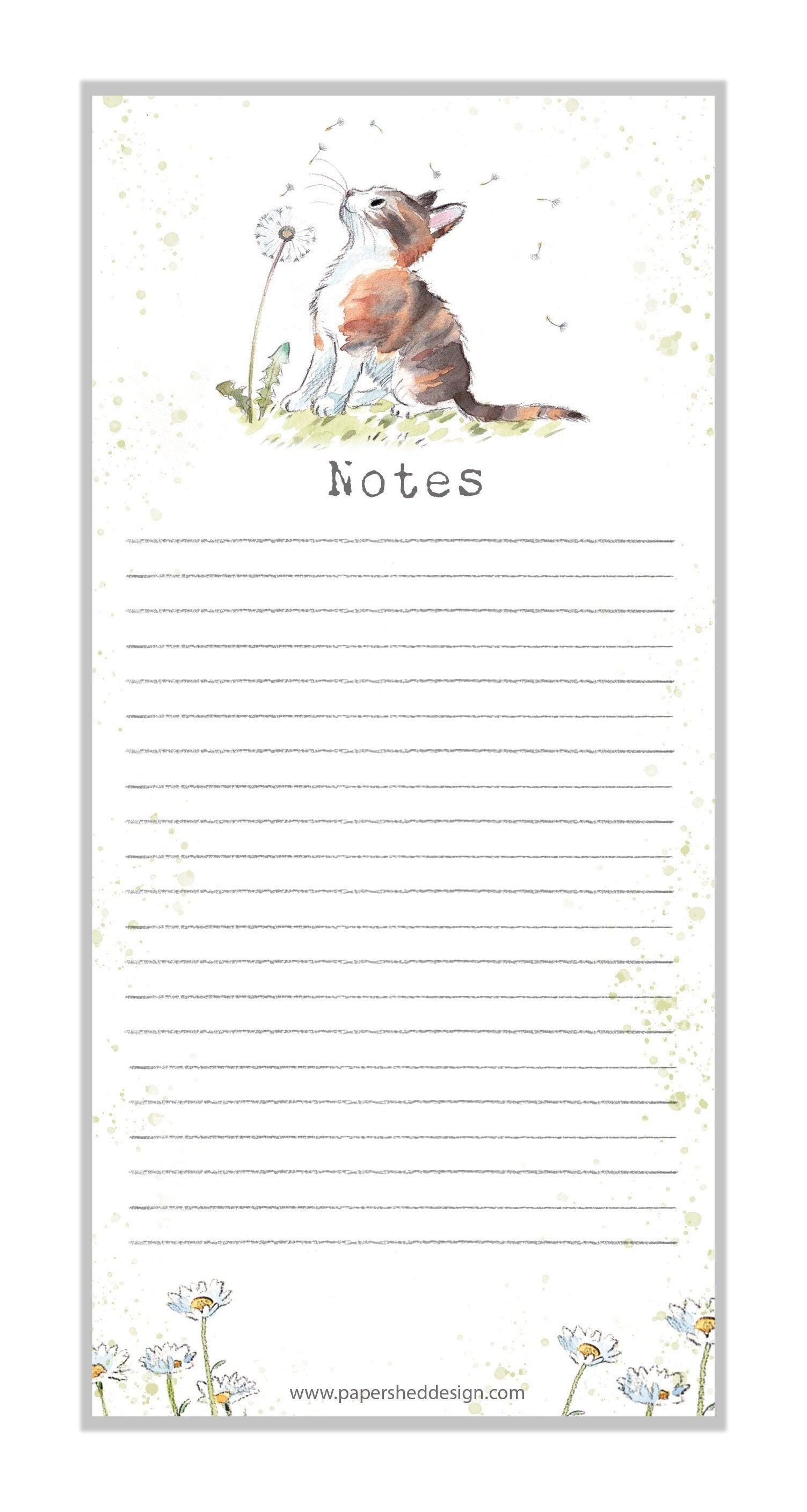 Magnetic Notepad - Cat with Dandelion illustration - NOTE04