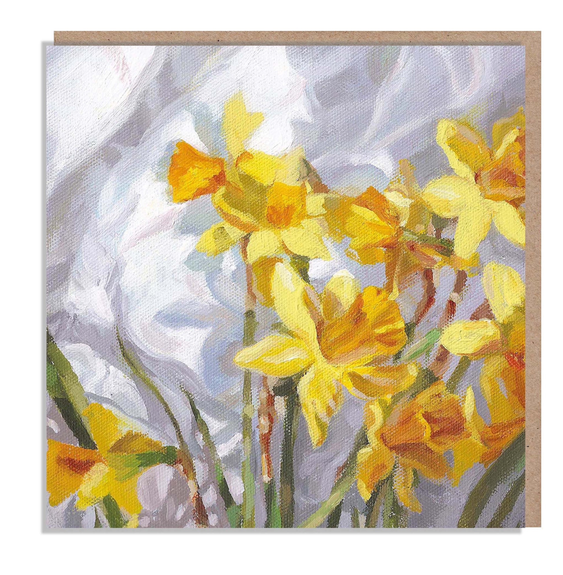 Daffodils - Quality Greeting Card, 'The Flower Gallery' range, Paper Shed Design, Art Card, Blank inside,