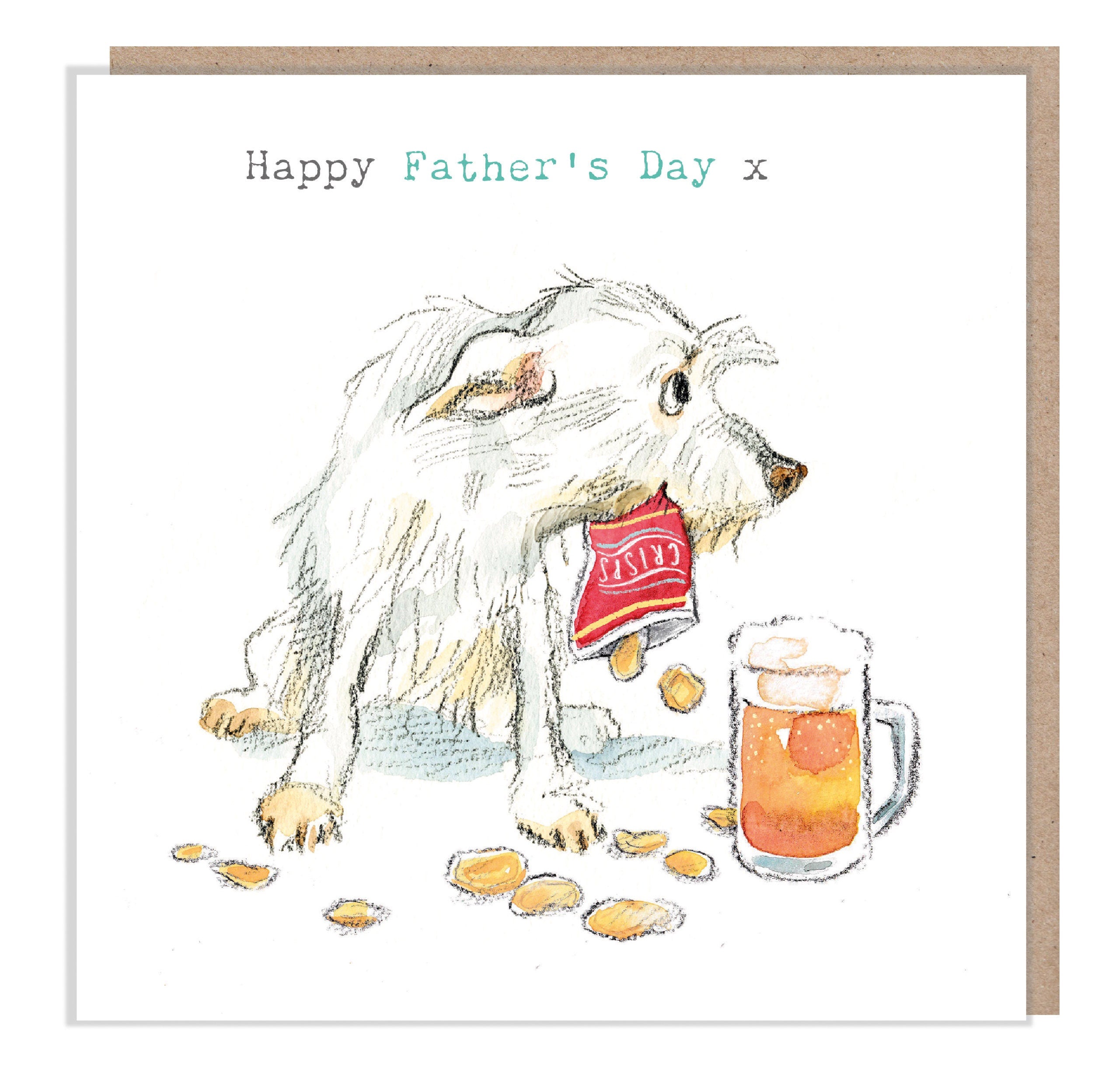 Funny Dog Father's Day Card: Charming Hand-Drawn Illustration